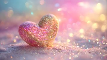 Glittering heart shape representing love and romance concepts